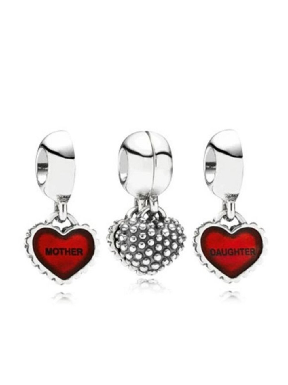 Pandora Piece of My Heart - Mother - Daughter Charms 790950EN27 Sterling Silver…